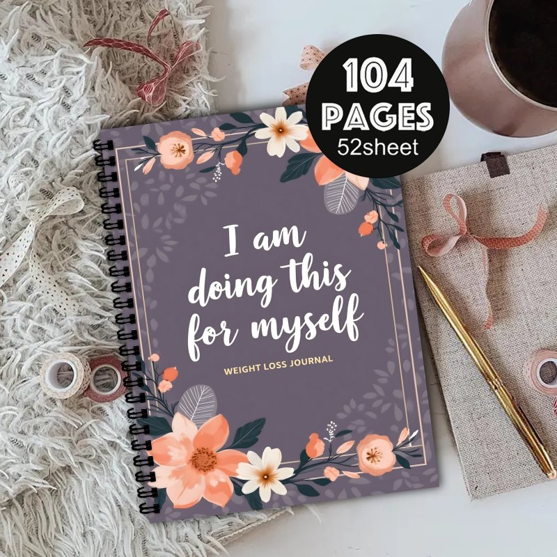 Fitness Journal Planner - สมุดบันทึกการลดน้ำหนัก A5, ตัวติดตามกิจกรรมประจำวัน, สมุดบันทึกการออกกำลังกาย, ติดตามการรับประทานอาหาร และแผนการออกกำลังกายเพื่อการตั้งเป้าหมายสำหรับใช้ในครอบครัว